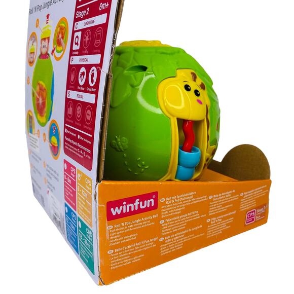 Winfun Roll 'N Pop Jungle Activity Ball 6m+ Lion Monkey Educational New - Picture 10 of 15